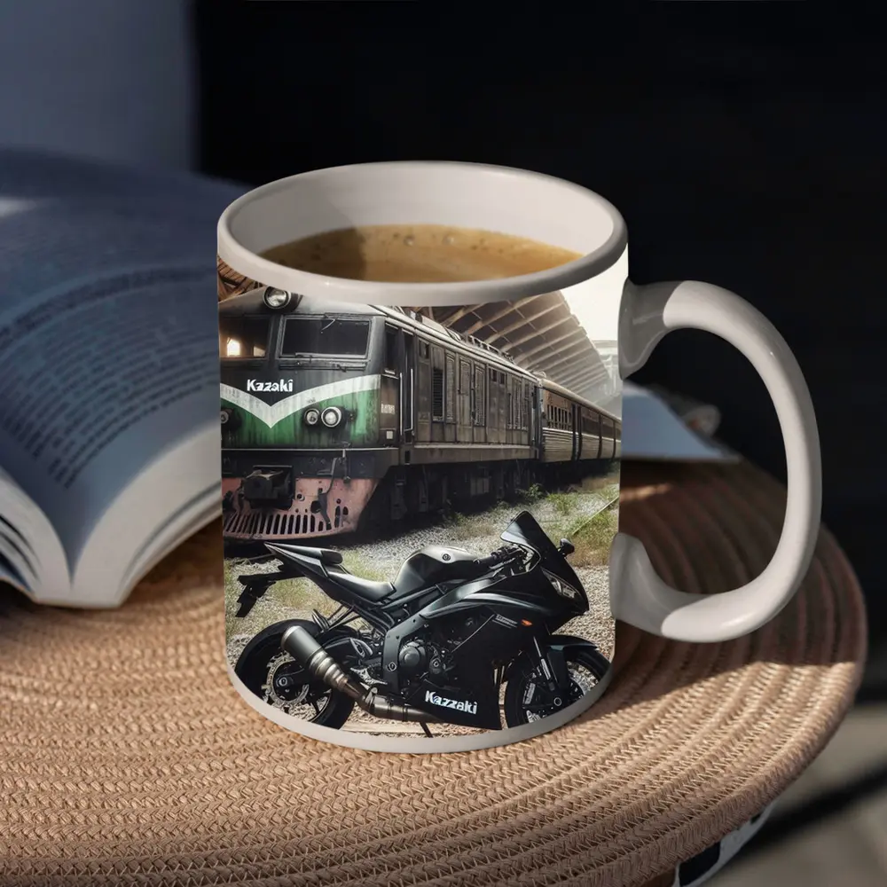 Kawasaki Sport Bike Abandoned Train Station – Mugs