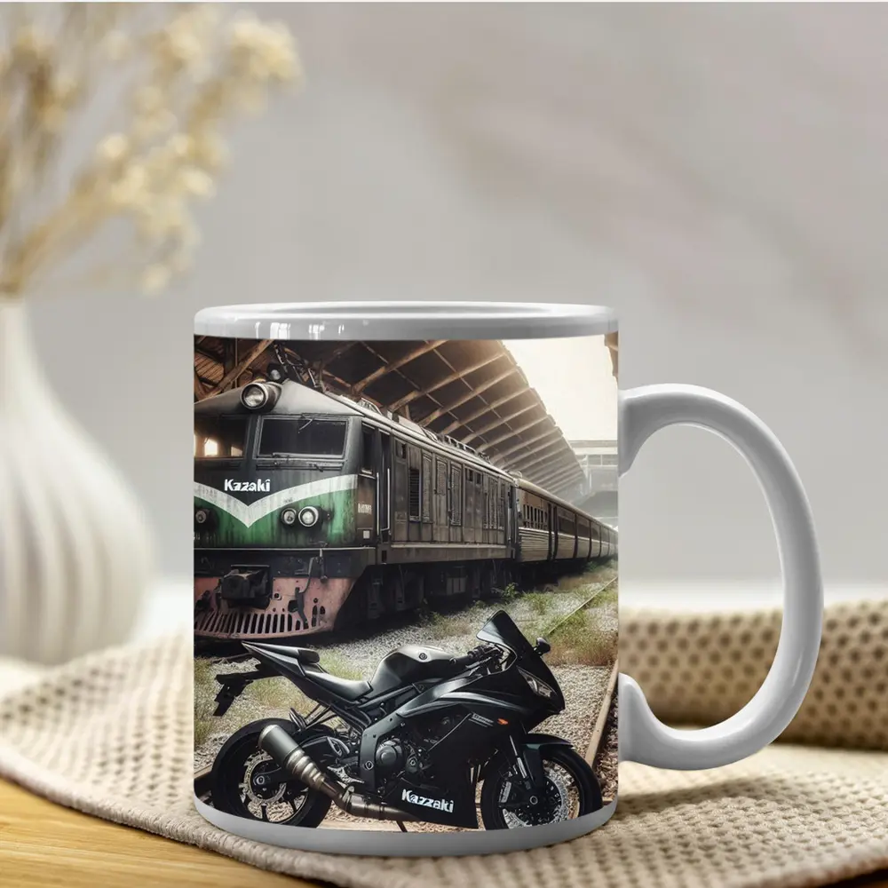 Kawasaki Sport Bike Abandoned Train Station – Mugs
