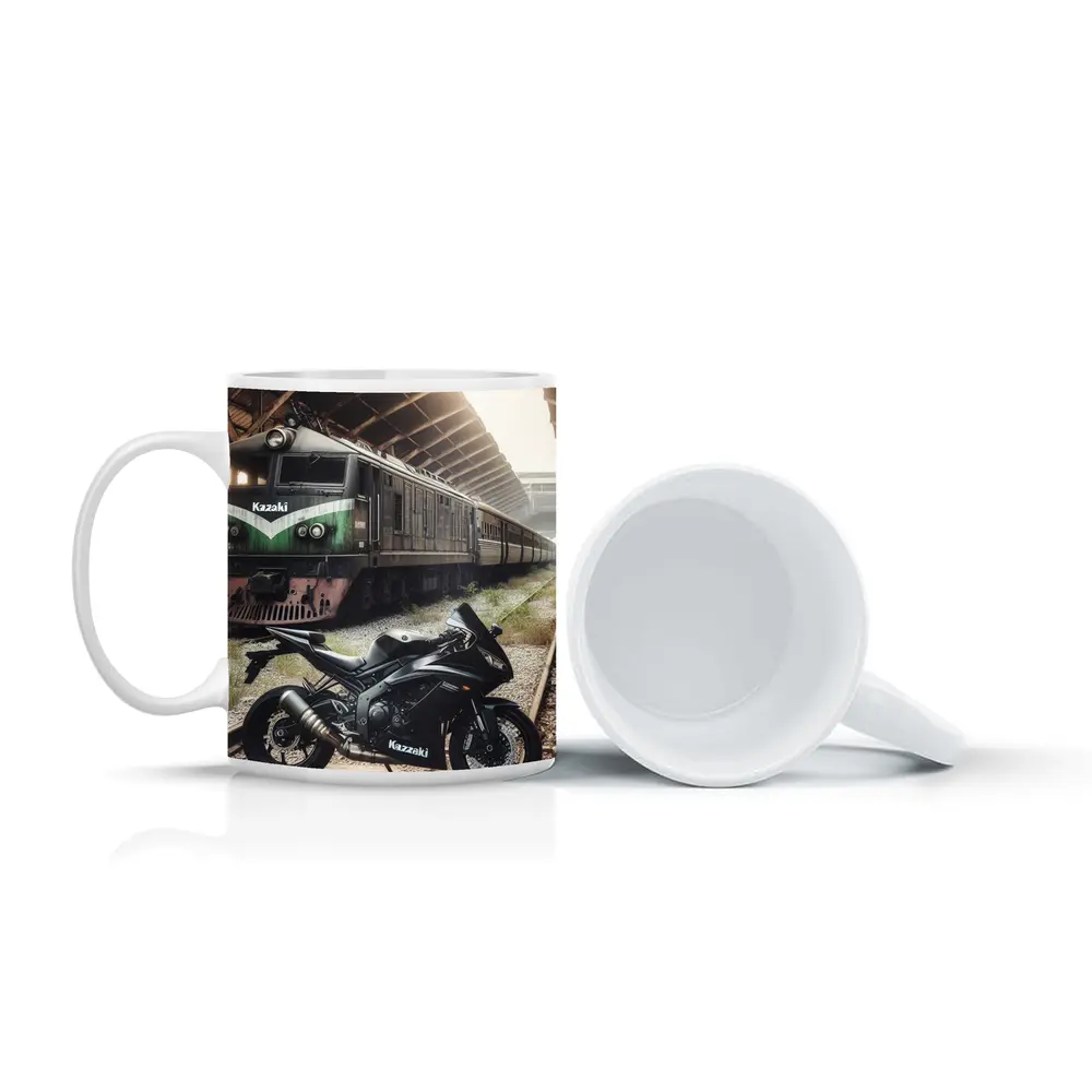 Kawasaki Sport Bike Abandoned Train Station – Mugs