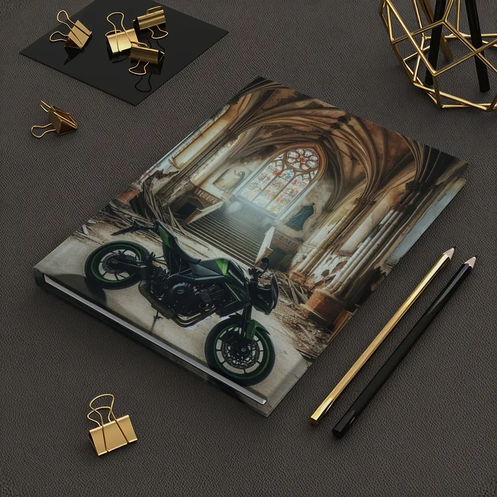 Kawasaki Naked Bike Abandoned Gothic Cathedral – Notebooks