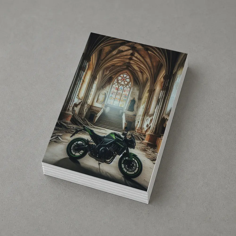 Kawasaki Naked Bike Abandoned Gothic Cathedral – Postcards