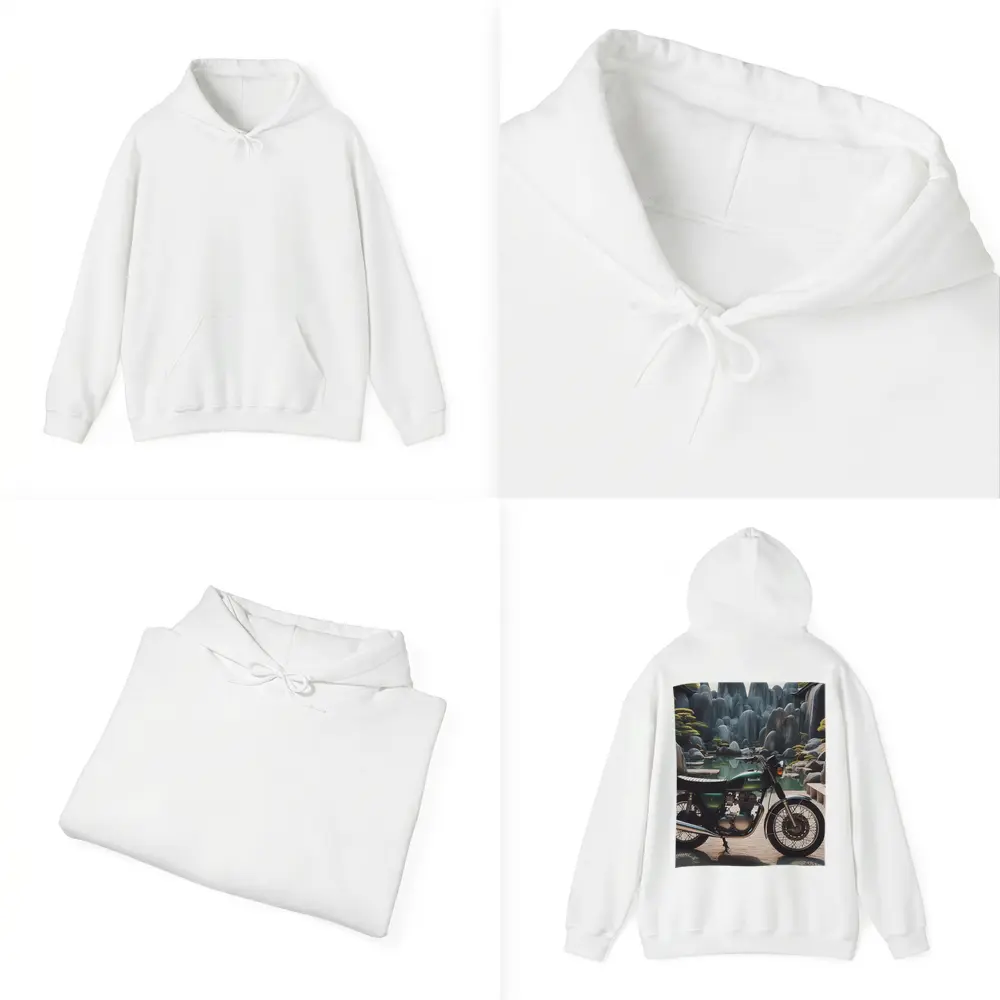 Kawasaki Classic Motorcycle Japanese Garden Setting – Hoodies