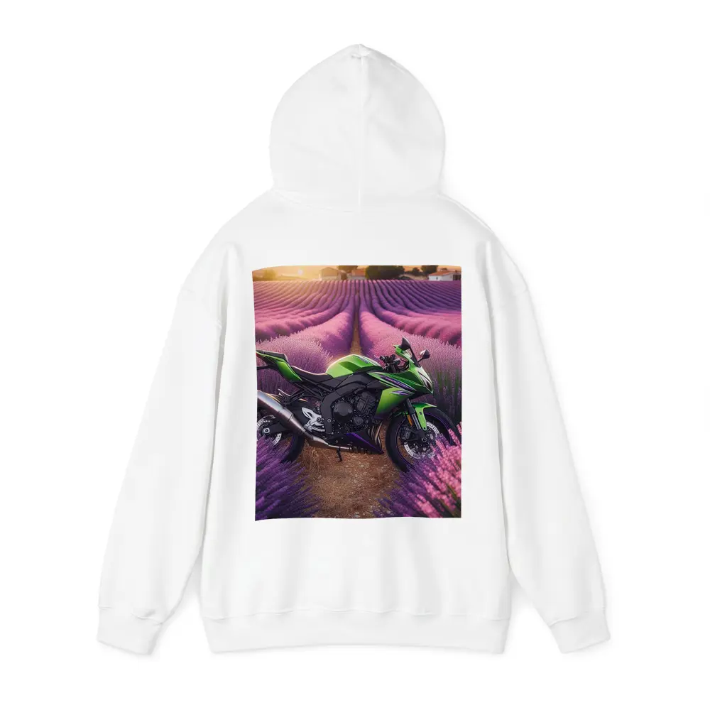Kawasaki Sport Bike Purple Lavender Field – Hoodies