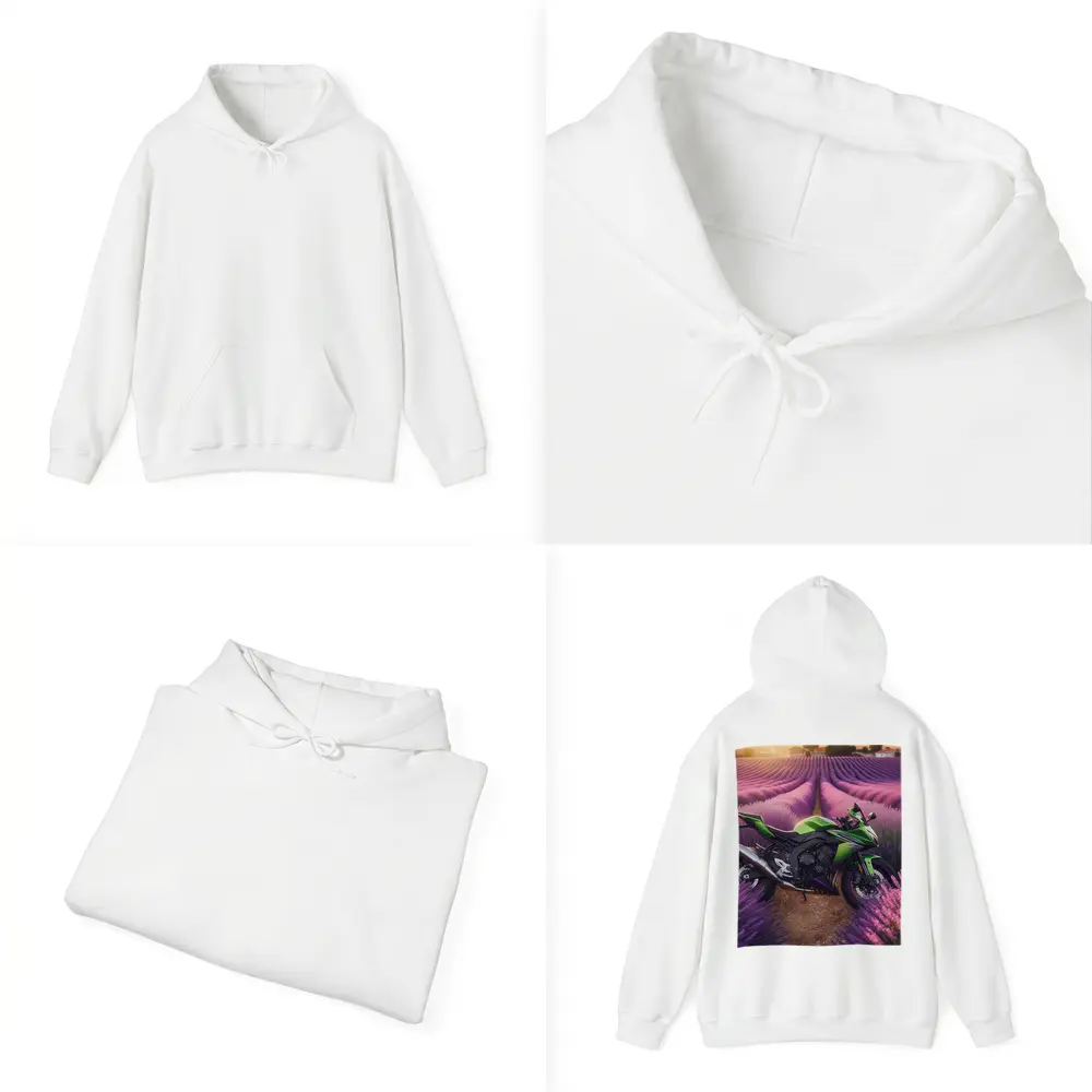 Kawasaki Sport Bike Purple Lavender Field – Hoodies