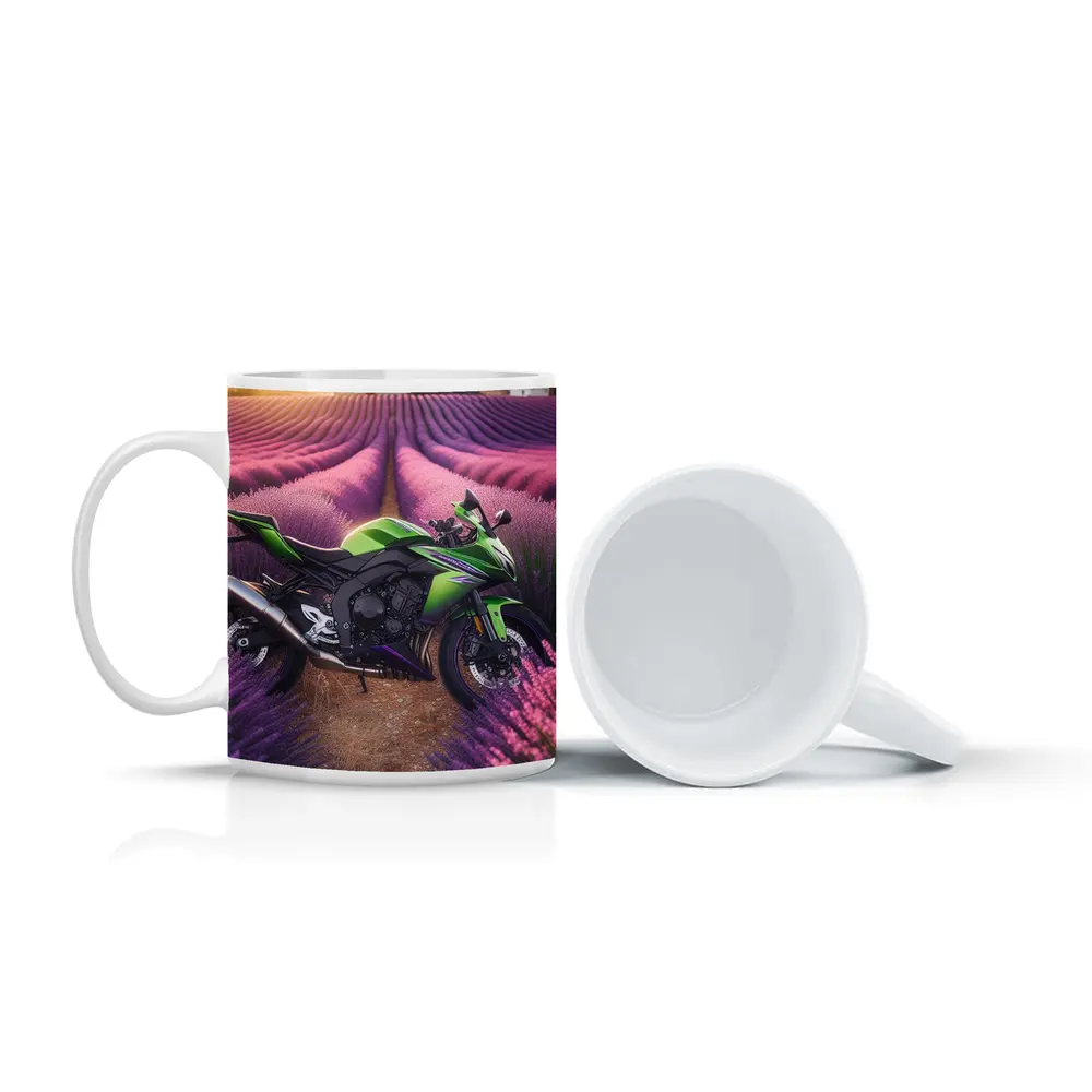 Kawasaki Sport Bike Purple Lavender Field – Mugs