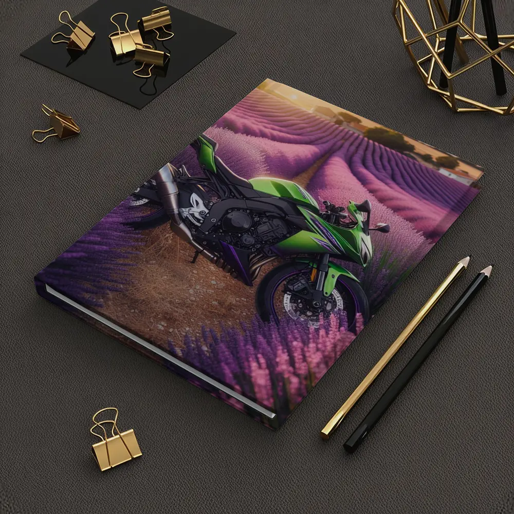 Kawasaki Sport Bike Purple Lavender Field – Notebooks