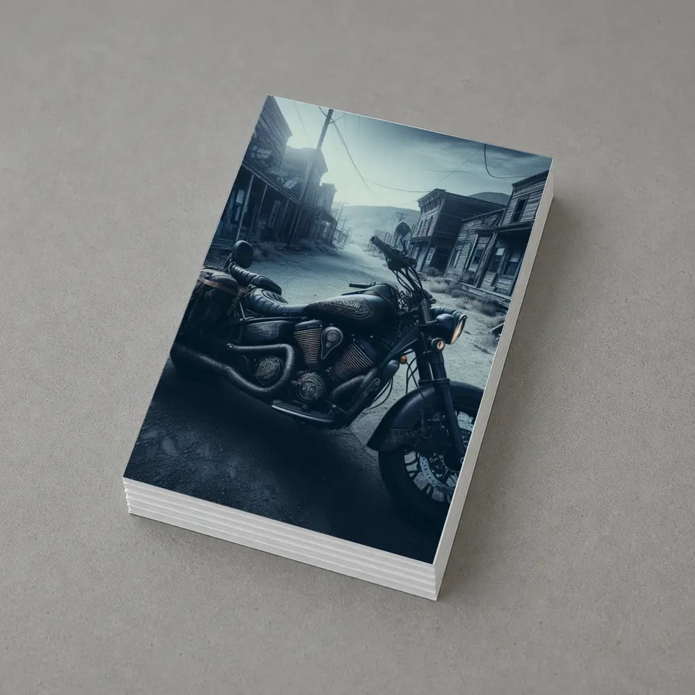 Black Cruiser Motorcycle Abandoned Ghost Town – Postcards