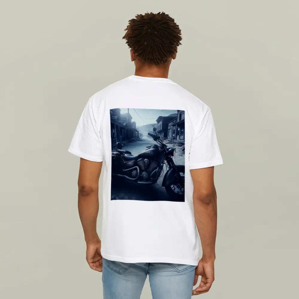 Black Cruiser Motorcycle Abandoned Ghost Town – T-Shirts