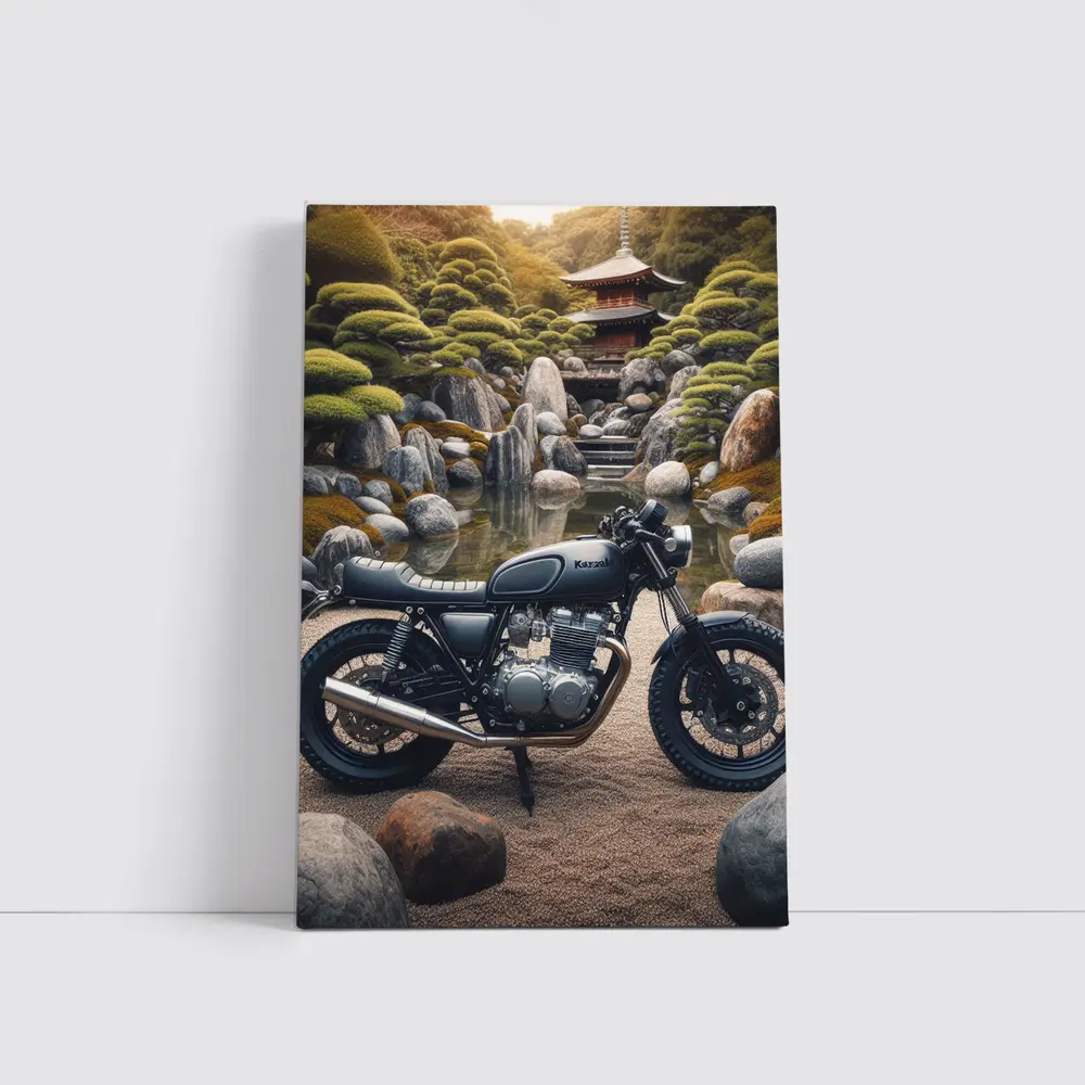 Kawasaki Cafe Racer Japanese Garden Setting – Wall Art