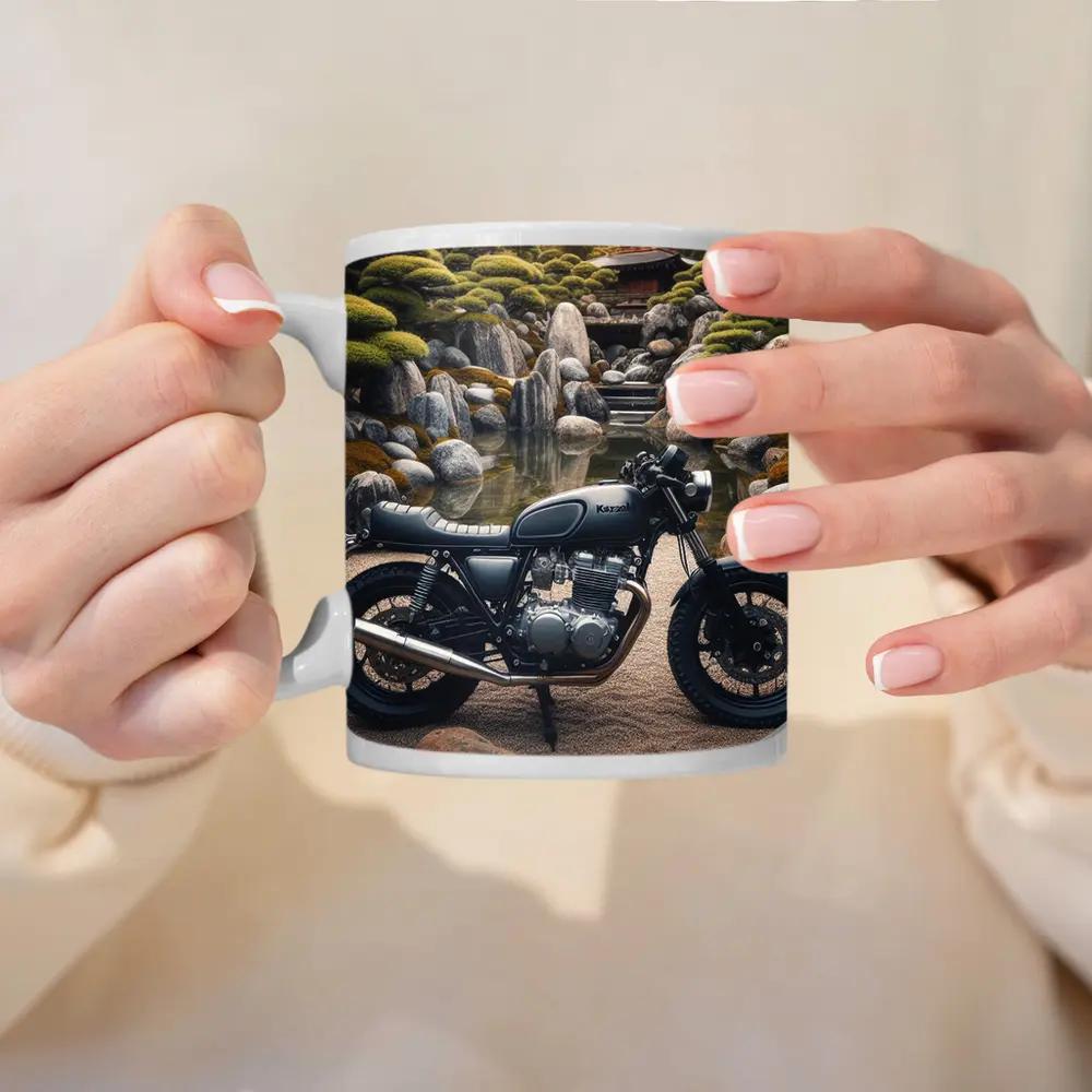 Kawasaki Cafe Racer Japanese Garden Setting – Mugs