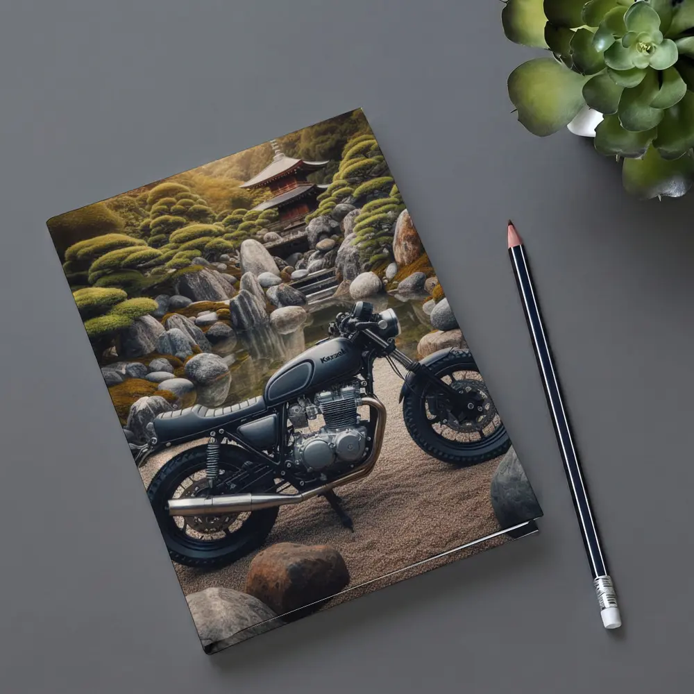 Kawasaki Cafe Racer Japanese Garden Setting – Notebooks