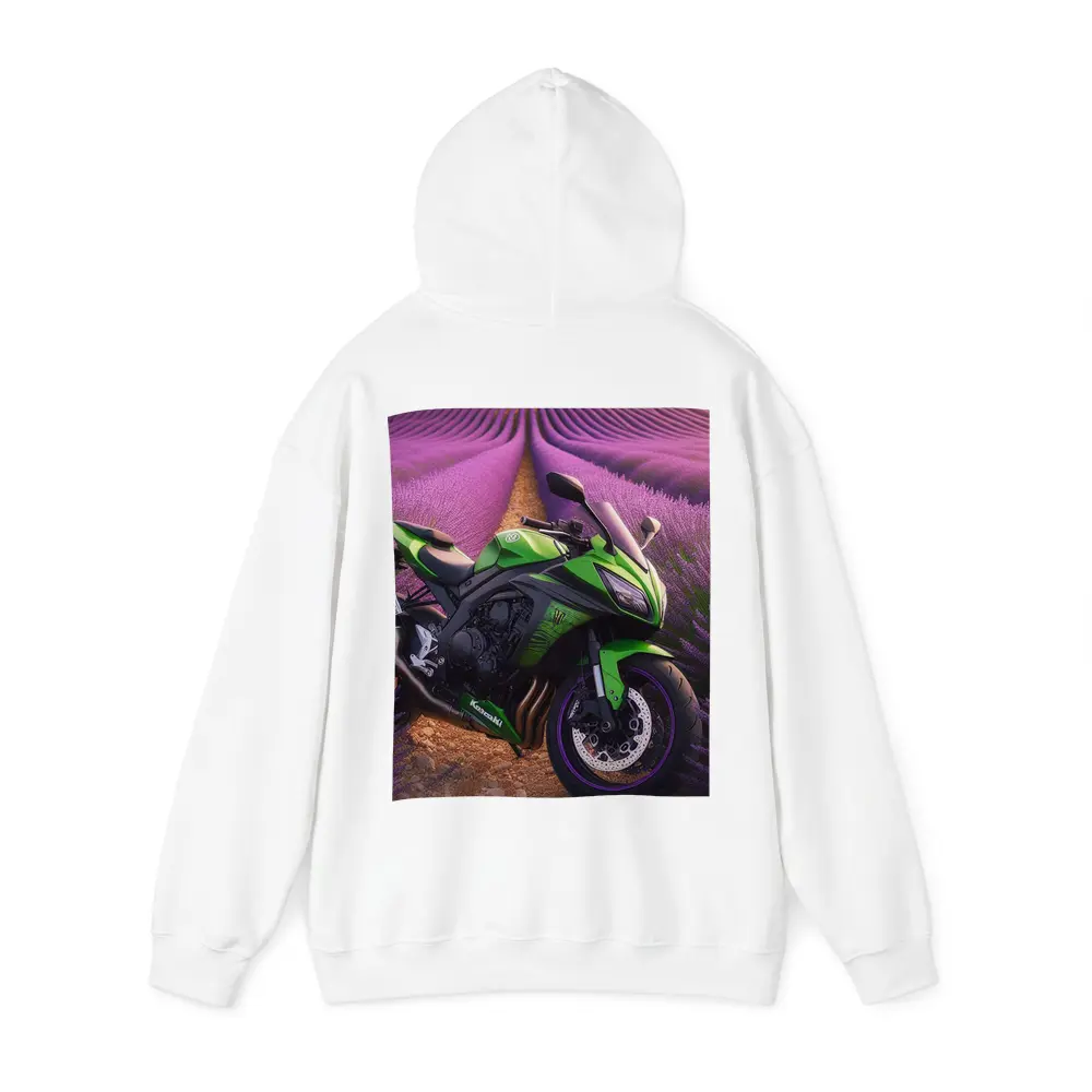 Kawasaki Green Sport Bike Lavender Fields – Hoodies
