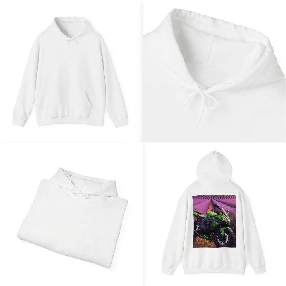 Kawasaki Green Sport Bike Lavender Fields – Hoodies