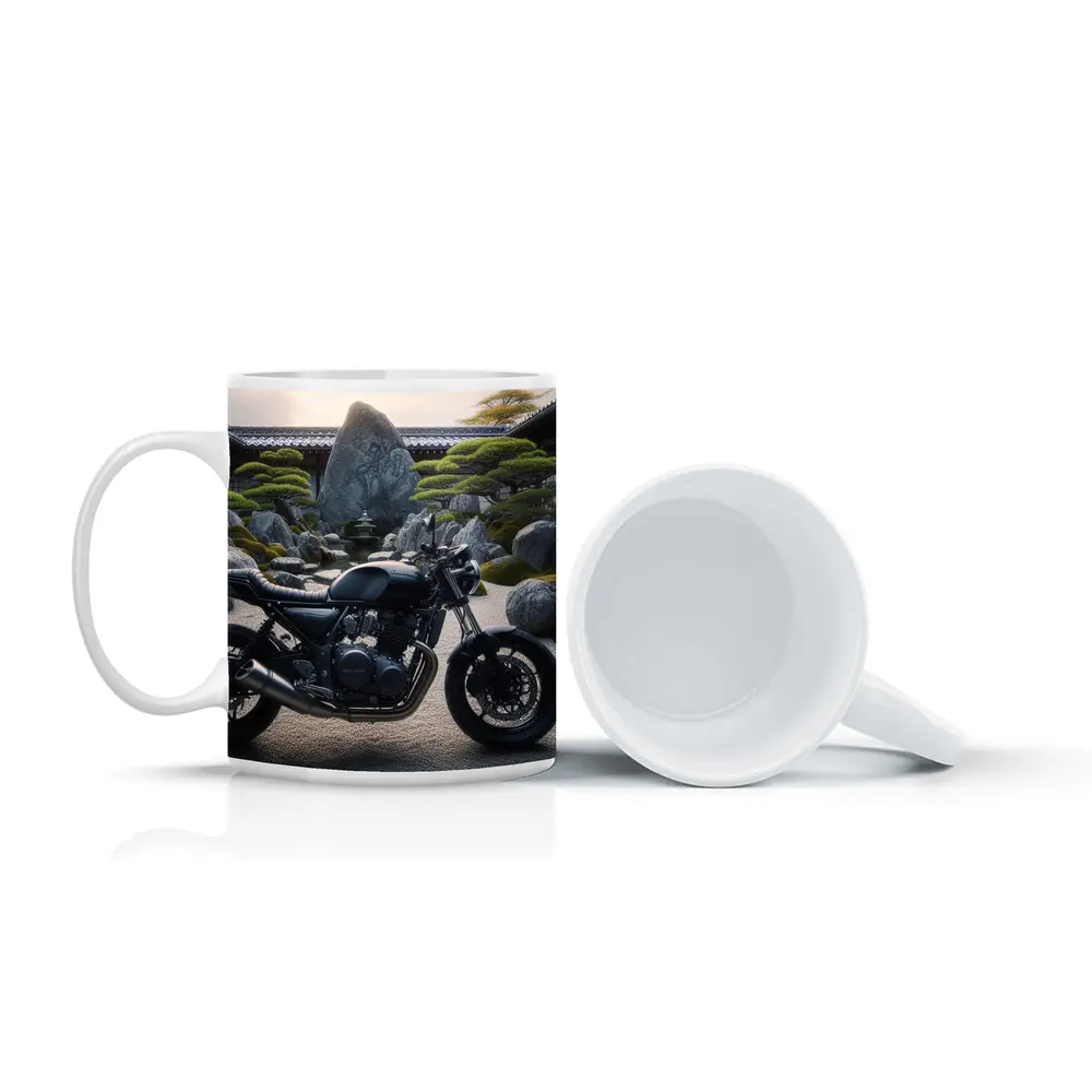 Black Kawasaki Cafe Racer Japanese Zen Garden – Mugs