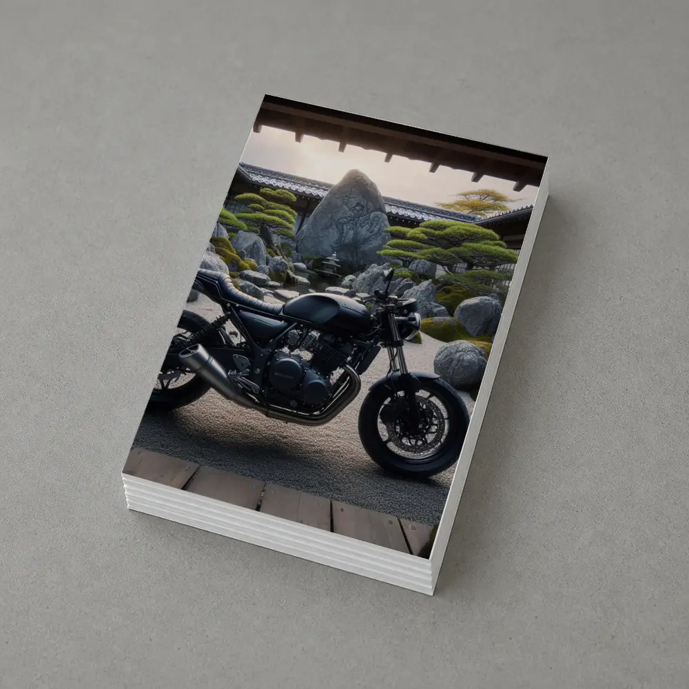 Black Kawasaki Cafe Racer Japanese Zen Garden – Postcards