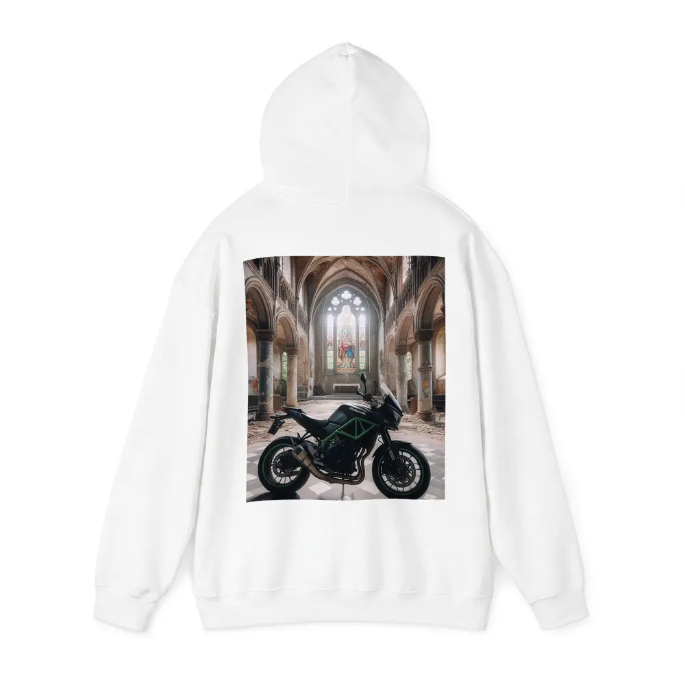 Kawasaki Naked Bike Abandoned Church Interior – Hoodies