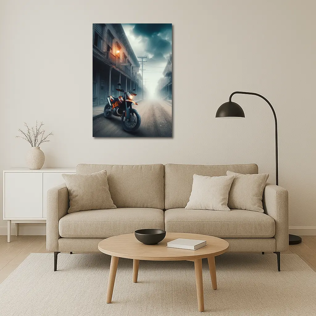 KTM Duke Motorcycle Misty Ghost Town Street – Wall Art