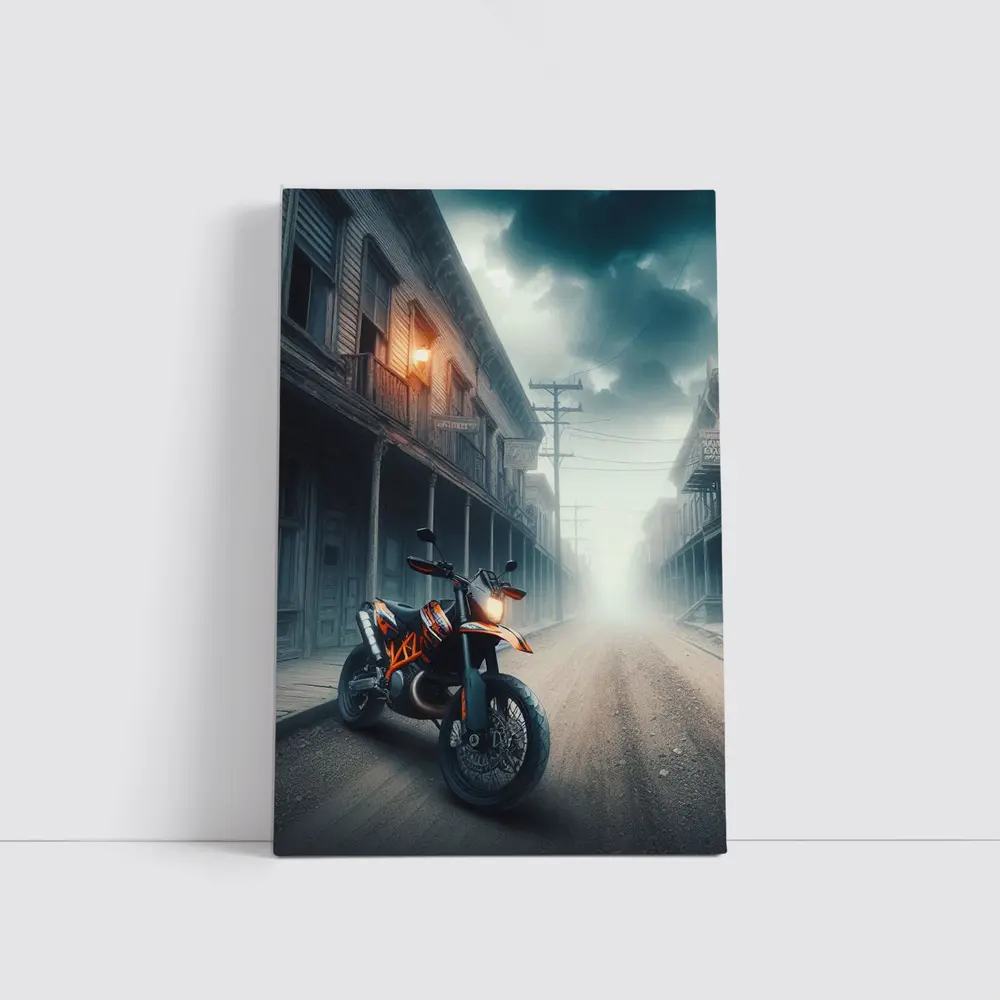 KTM Duke Motorcycle Misty Ghost Town Street – Wall Art
