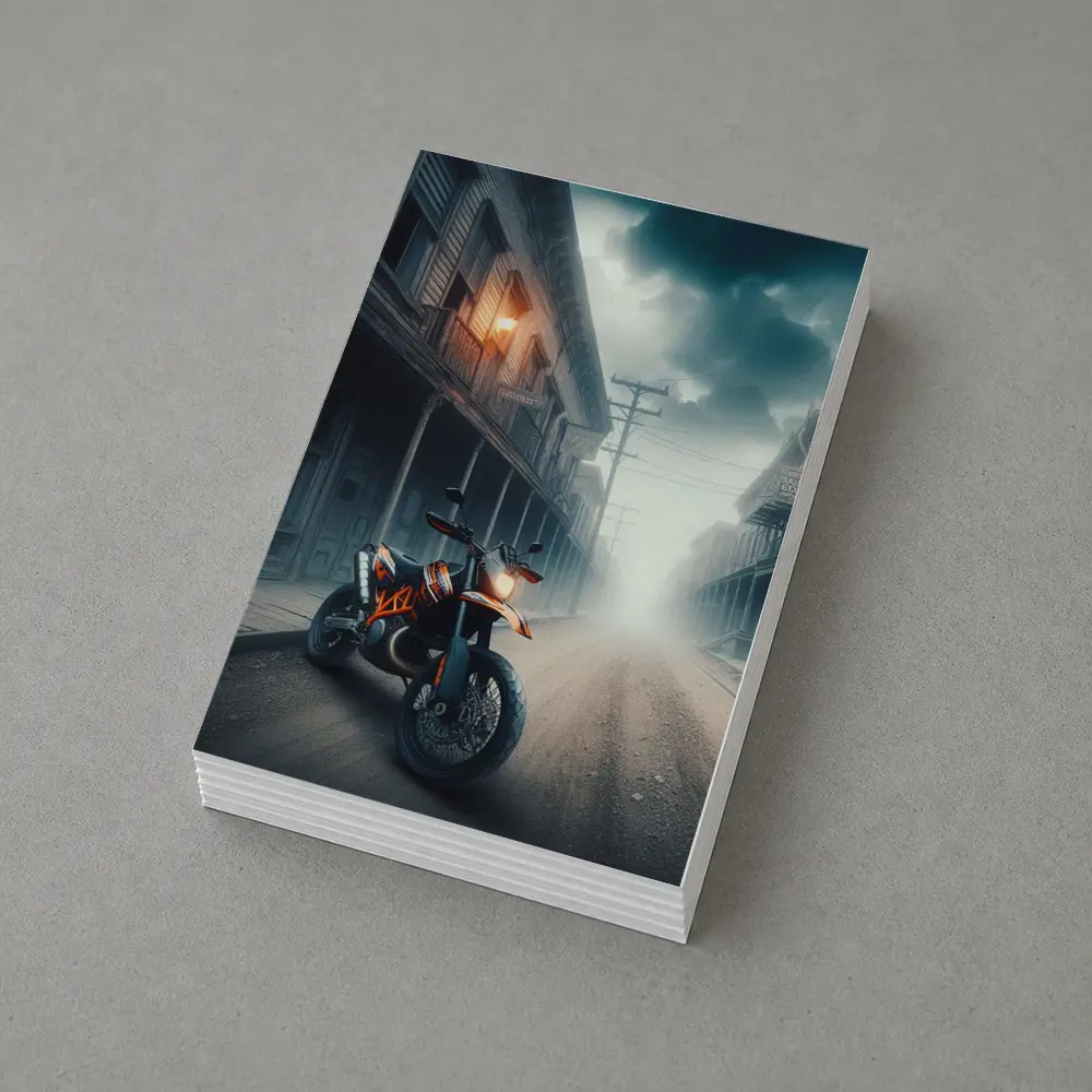 KTM Duke Motorcycle Misty Ghost Town Street – Postcards
