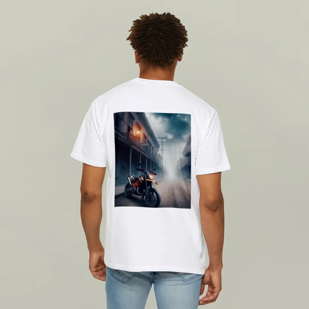 KTM Duke Motorcycle Misty Ghost Town Street – T-Shirts