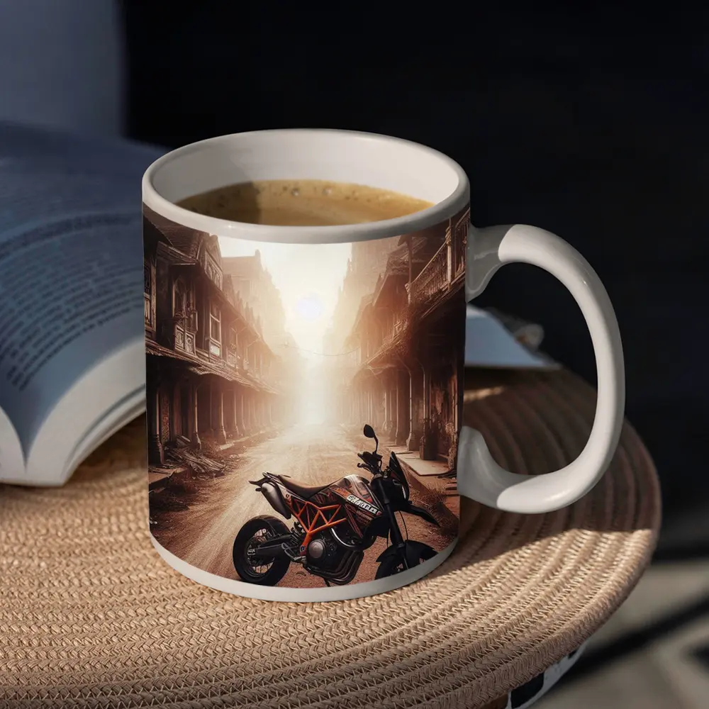 KTM Motorcycle Dusty Old Town Street – Mugs