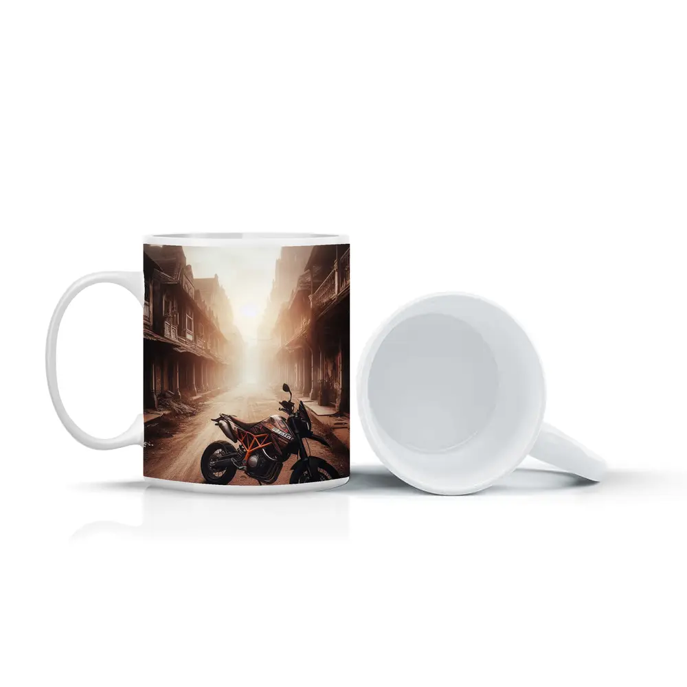 KTM Motorcycle Dusty Old Town Street – Mugs