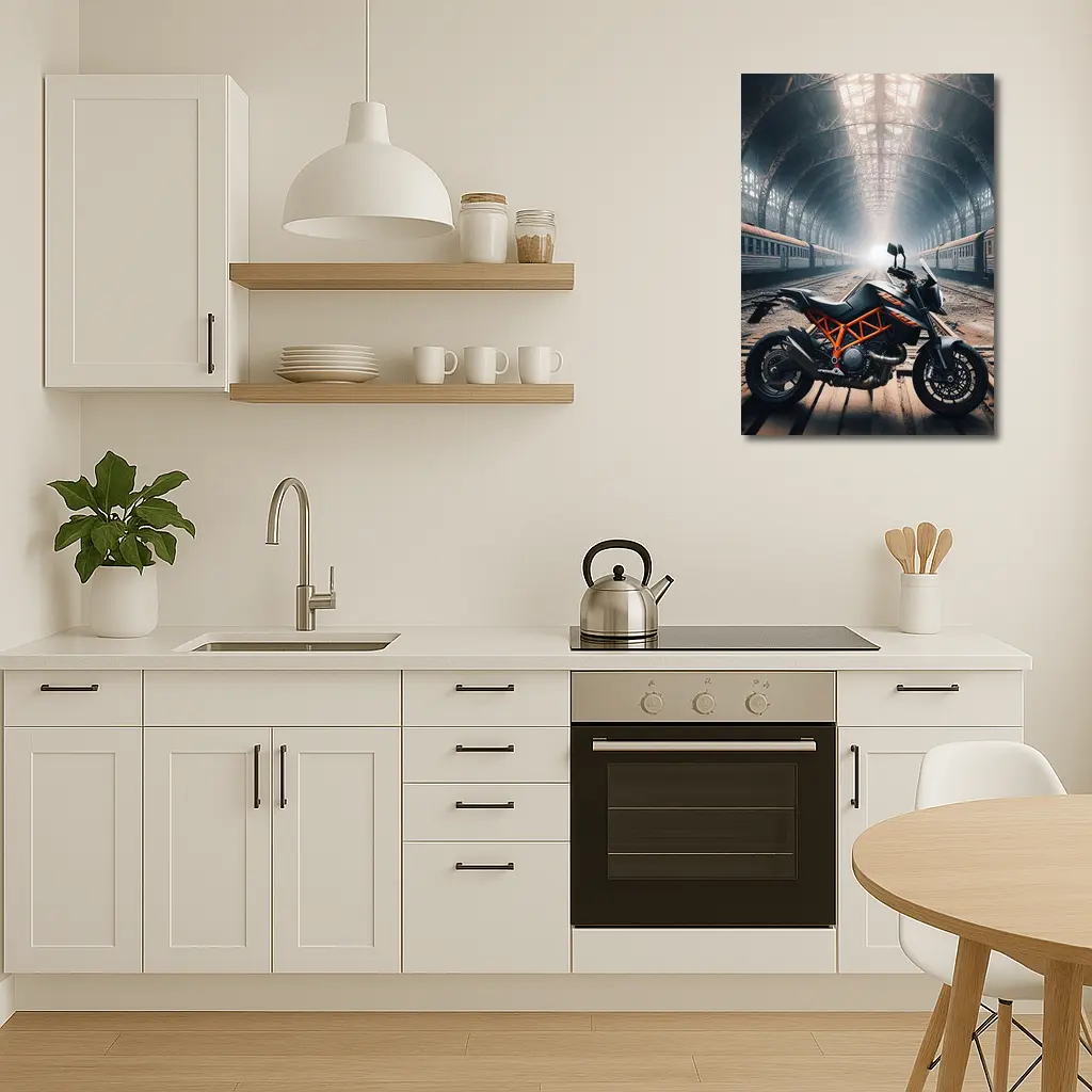 KTM Duke Motorcycle Abandoned Train Station – Wall Art