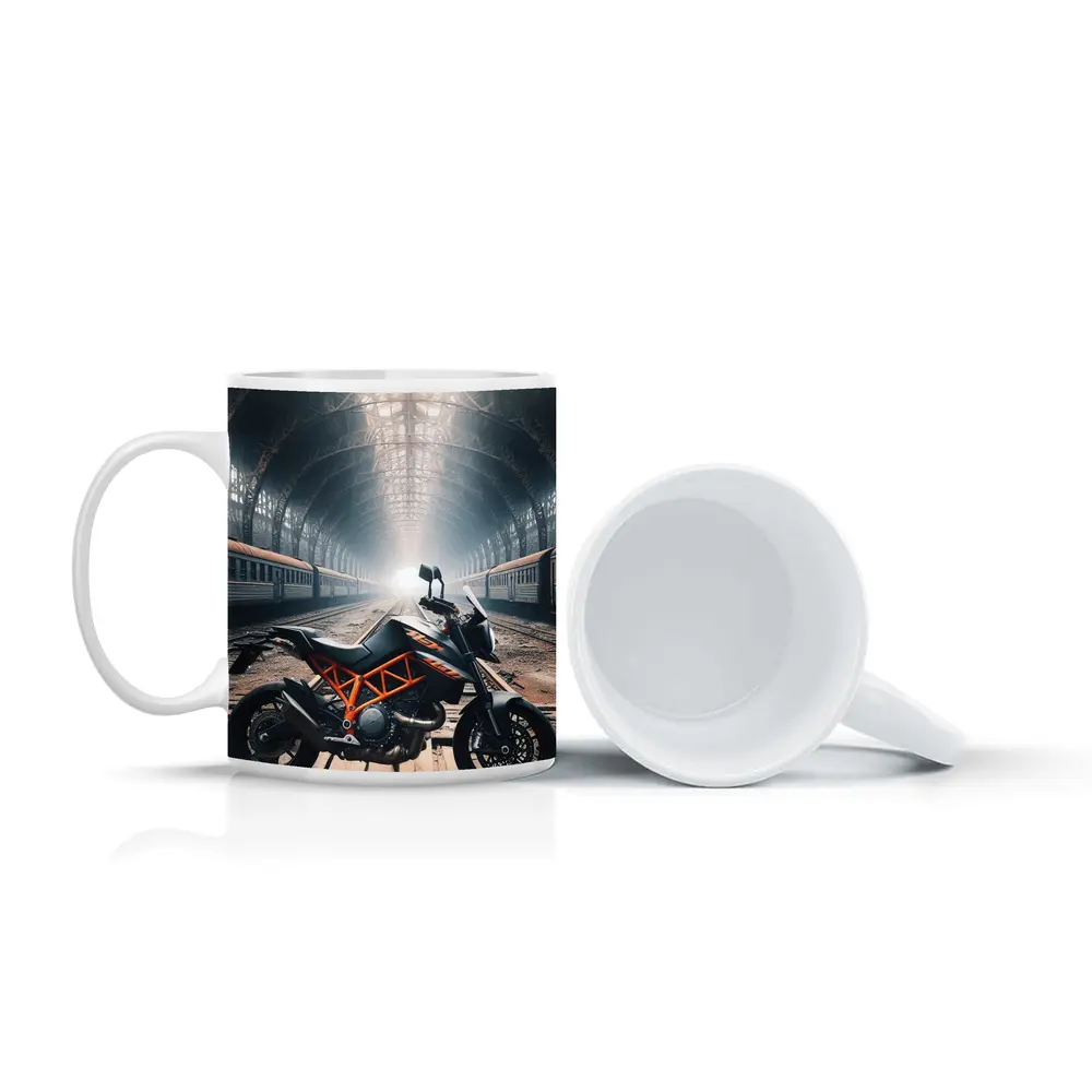 KTM Duke Motorcycle Abandoned Train Station – Mugs