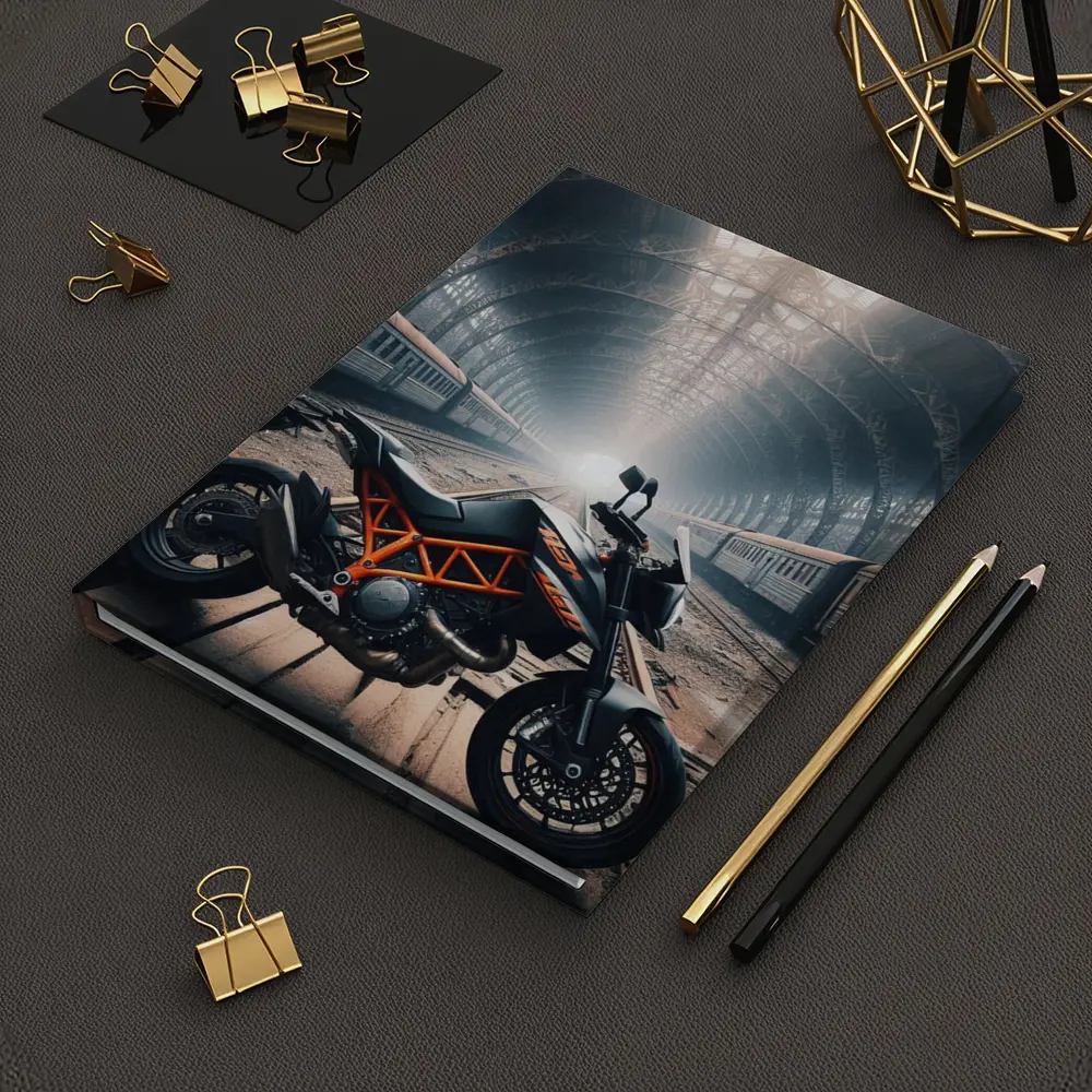 KTM Duke Motorcycle Abandoned Train Station – Notebooks