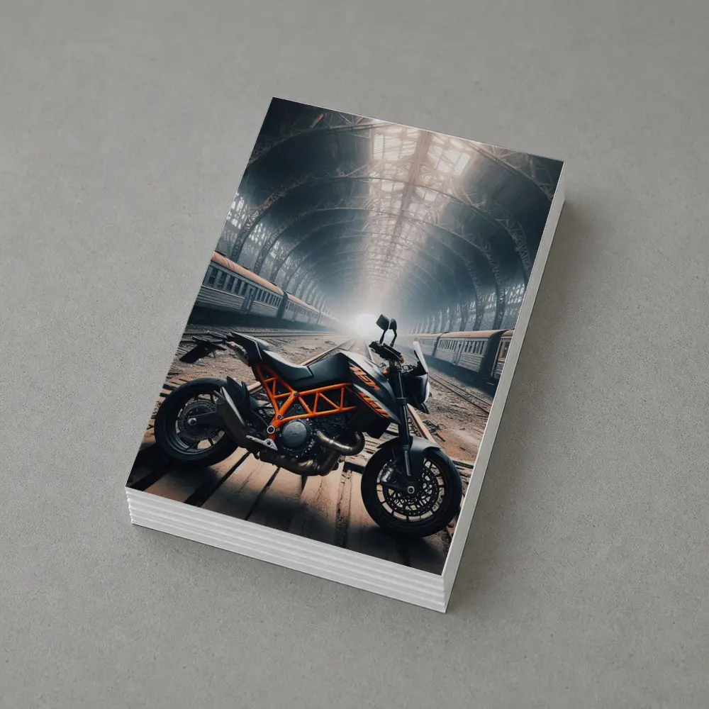 KTM Duke Motorcycle Abandoned Train Station – Postcards