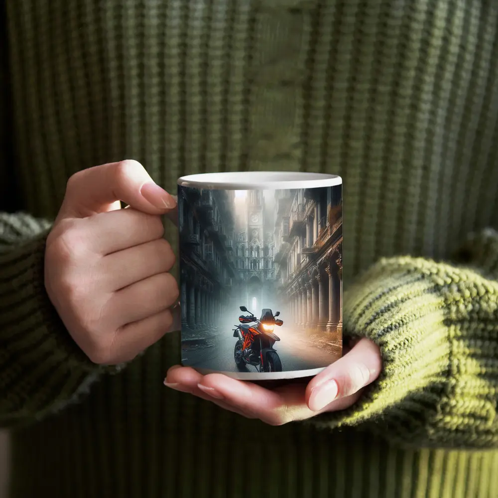 KTM Adventure Motorcycle Misty Gothic City Street – Mugs