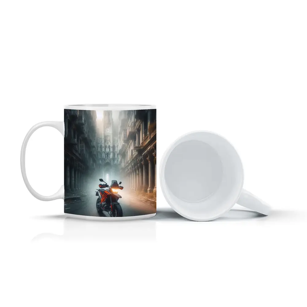 KTM Adventure Motorcycle Misty Gothic City Street – Mugs