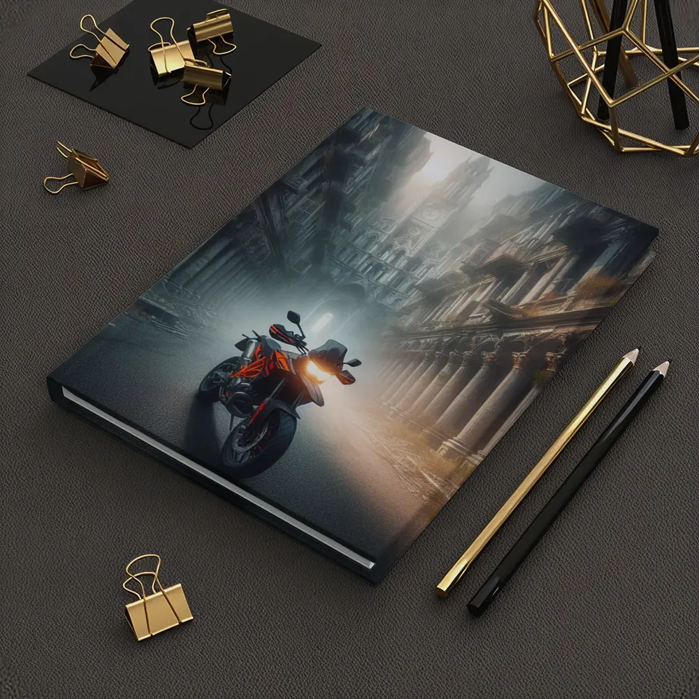KTM Adventure Motorcycle Misty Gothic City Street – Notebooks