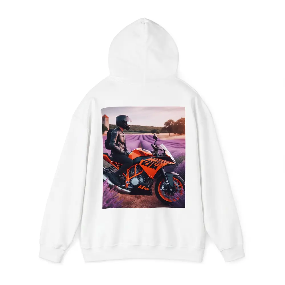 KTM Motorcycle Rider In Lavender Fields – Hoodies