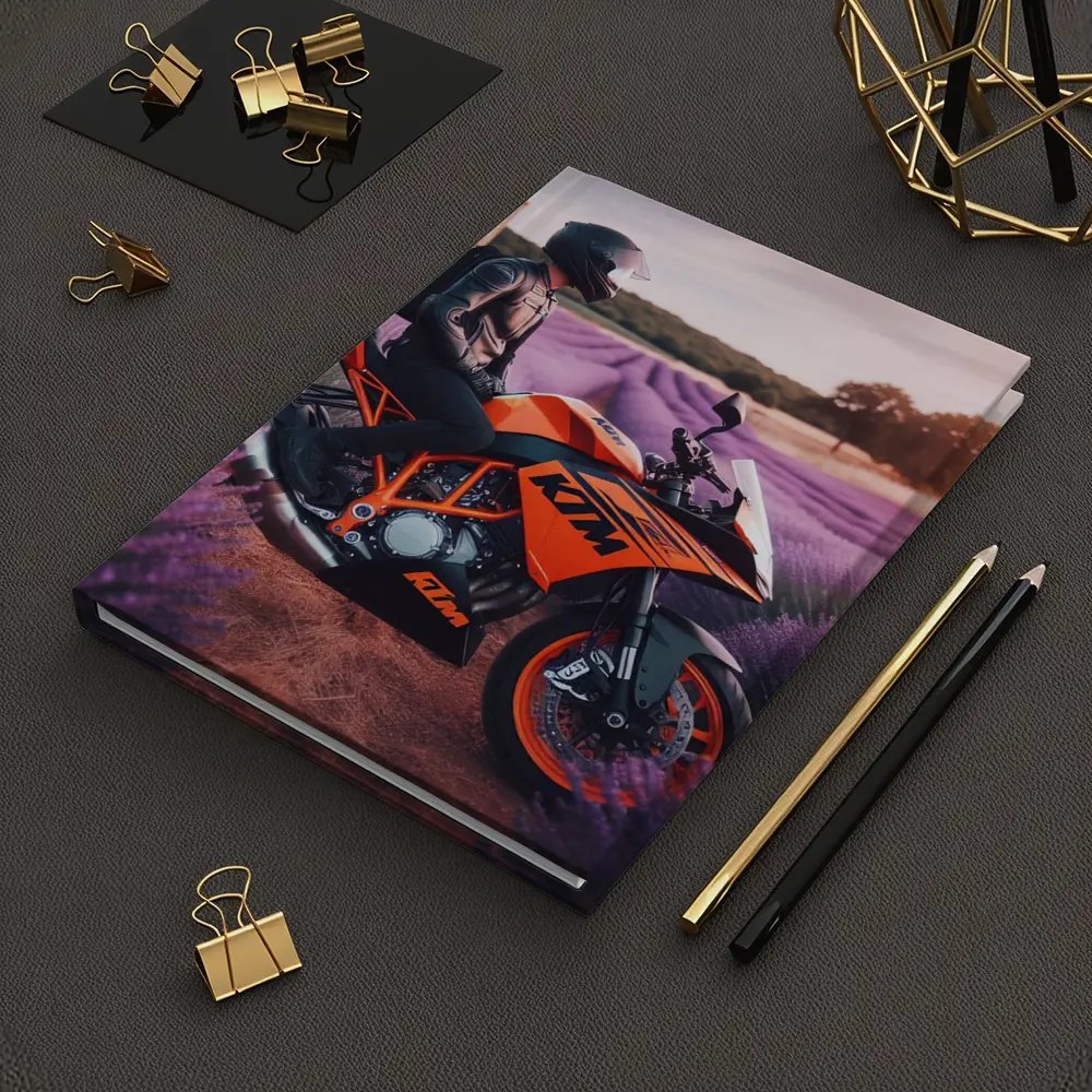 KTM Motorcycle Rider In Lavender Fields – Notebooks