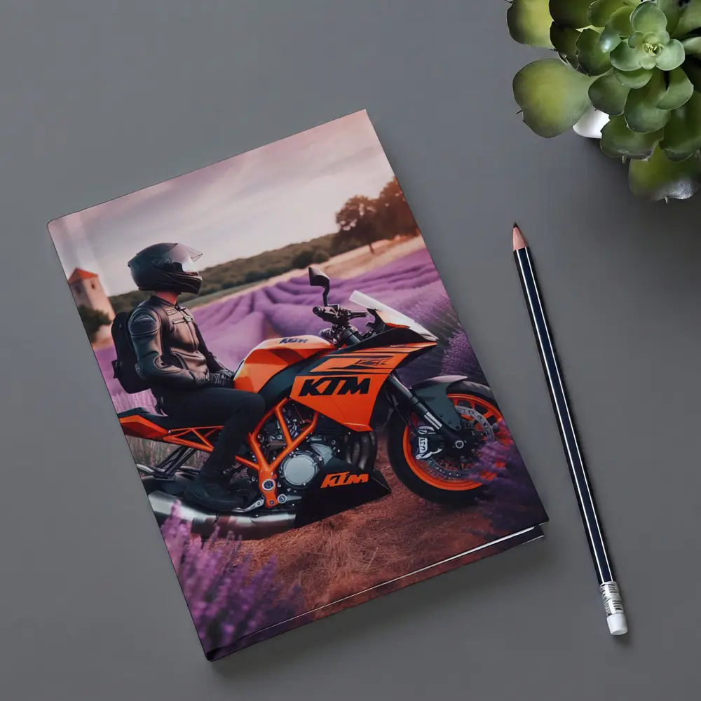 KTM Motorcycle Rider In Lavender Fields – Notebooks