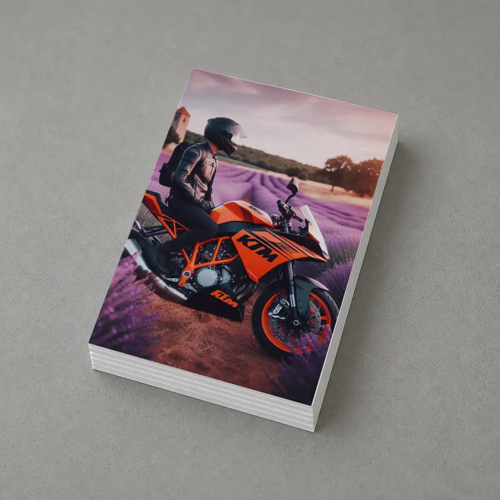 KTM Motorcycle Rider In Lavender Fields – Postcards