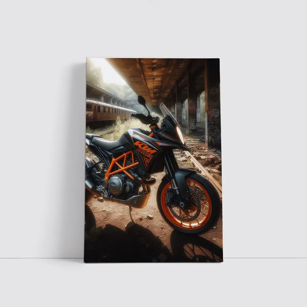 KTM Duke Motorcycle Abandoned Urban Setting – Wall Art