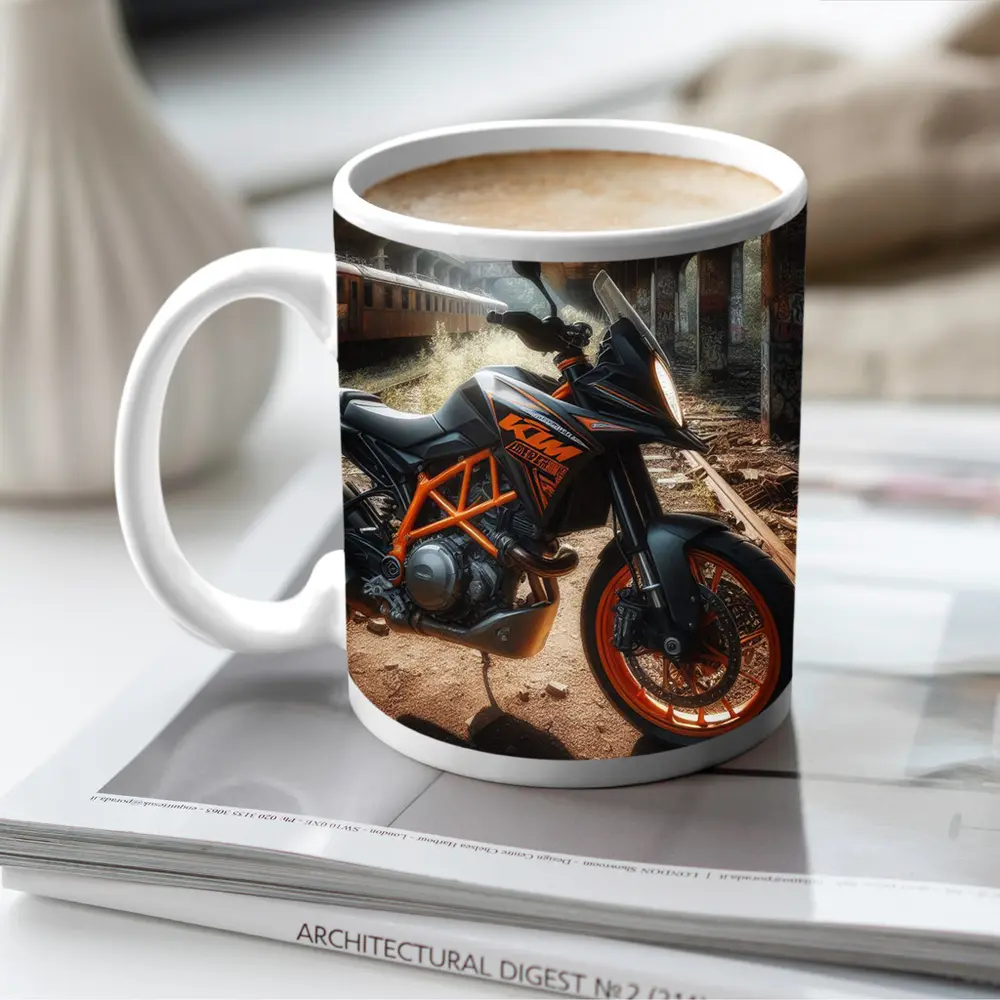 KTM Duke Motorcycle Abandoned Urban Setting – Mugs