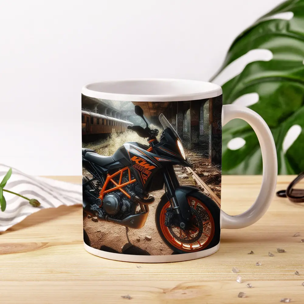 KTM Duke Motorcycle Abandoned Urban Setting – Mugs