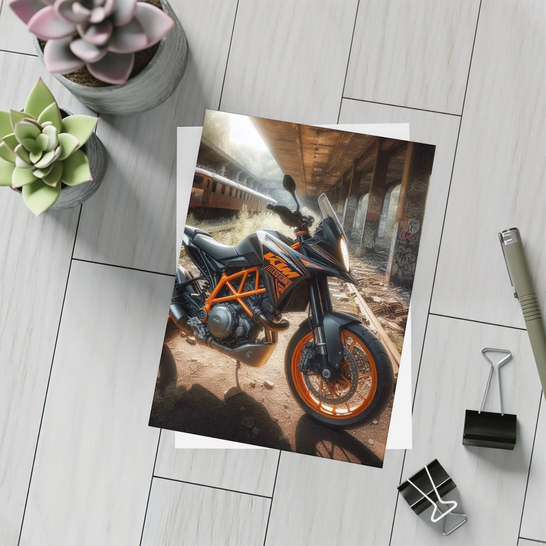 KTM Duke Motorcycle Abandoned Urban Setting – Postcards