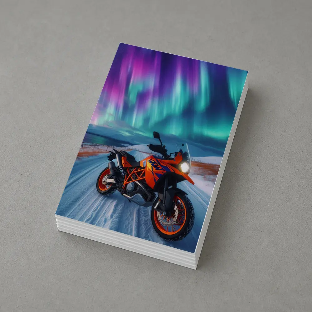 KTM Adventure Motorcycle Under Northern Lights – Postcards