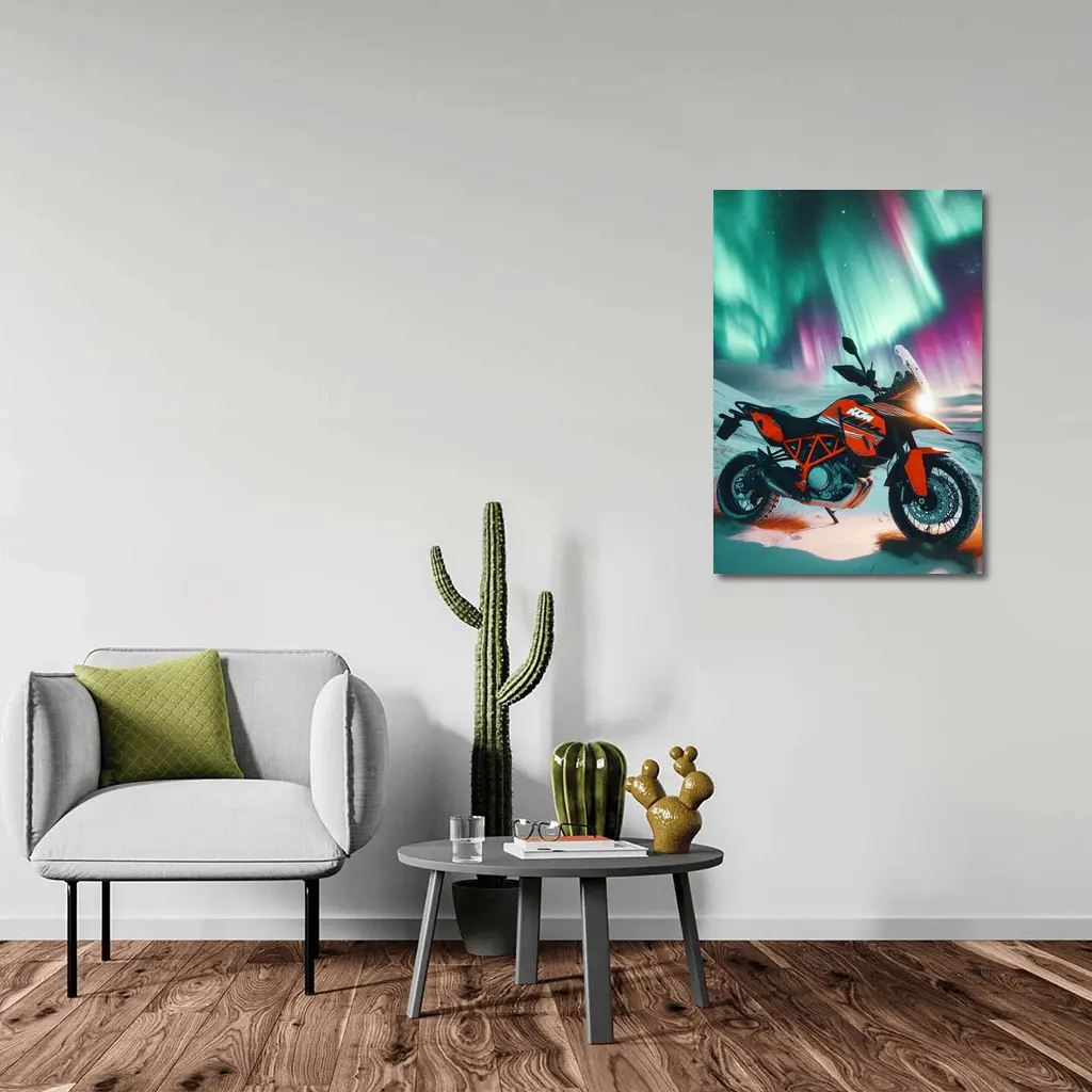KTM Adventure Motorcycle Northern Lights Winter – Wall Art