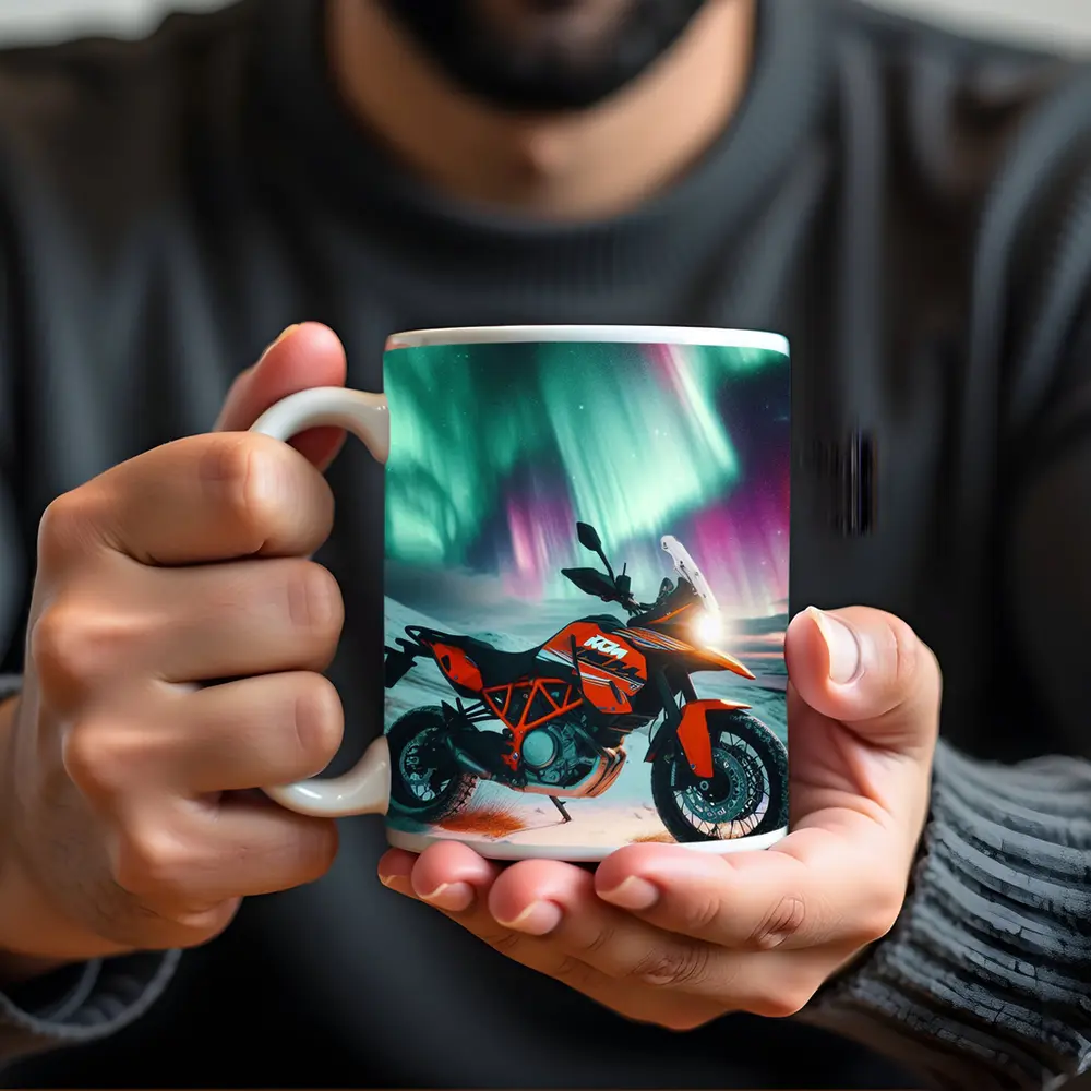 KTM Adventure Motorcycle Northern Lights Winter – Mugs