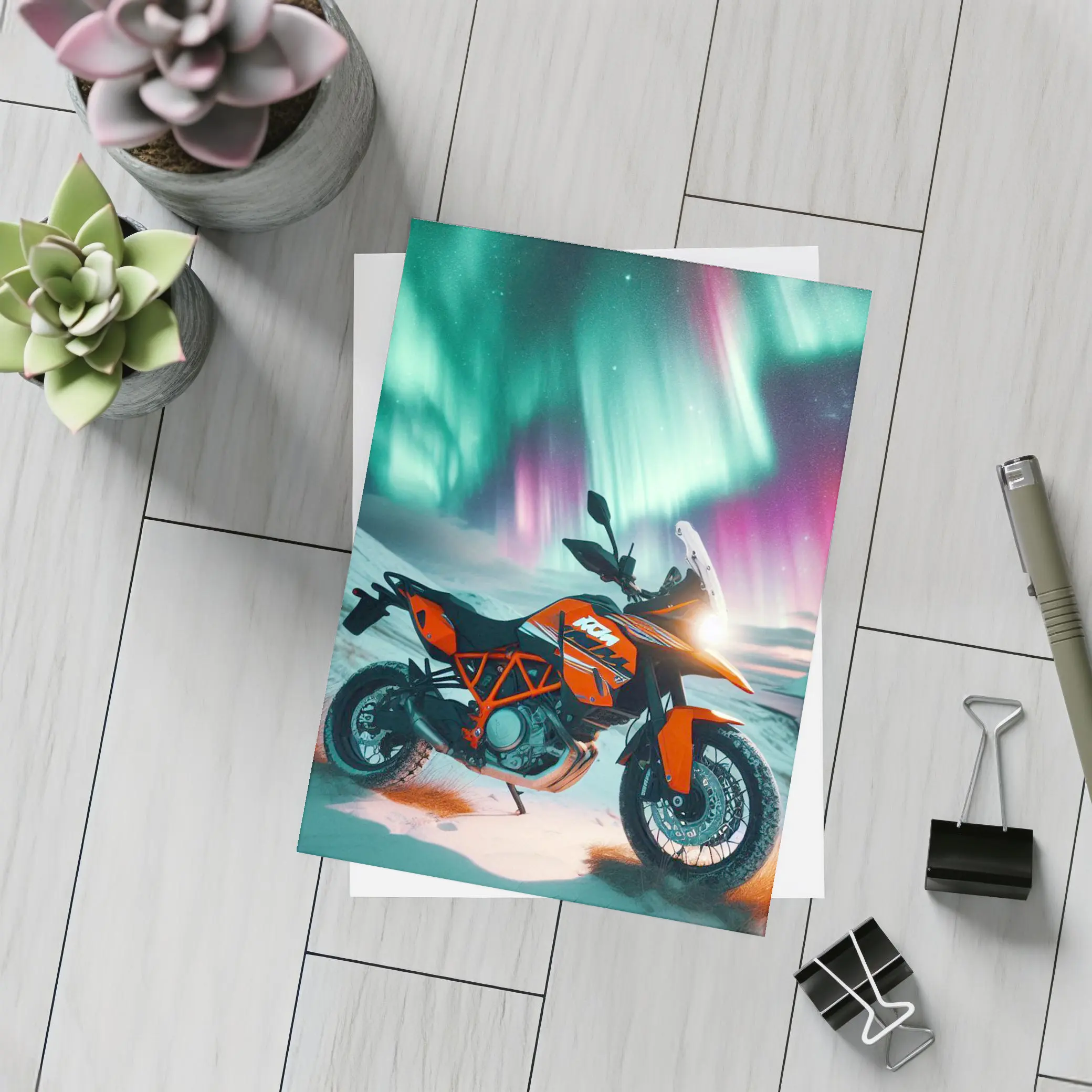 KTM Adventure Motorcycle Northern Lights Winter – Postcards