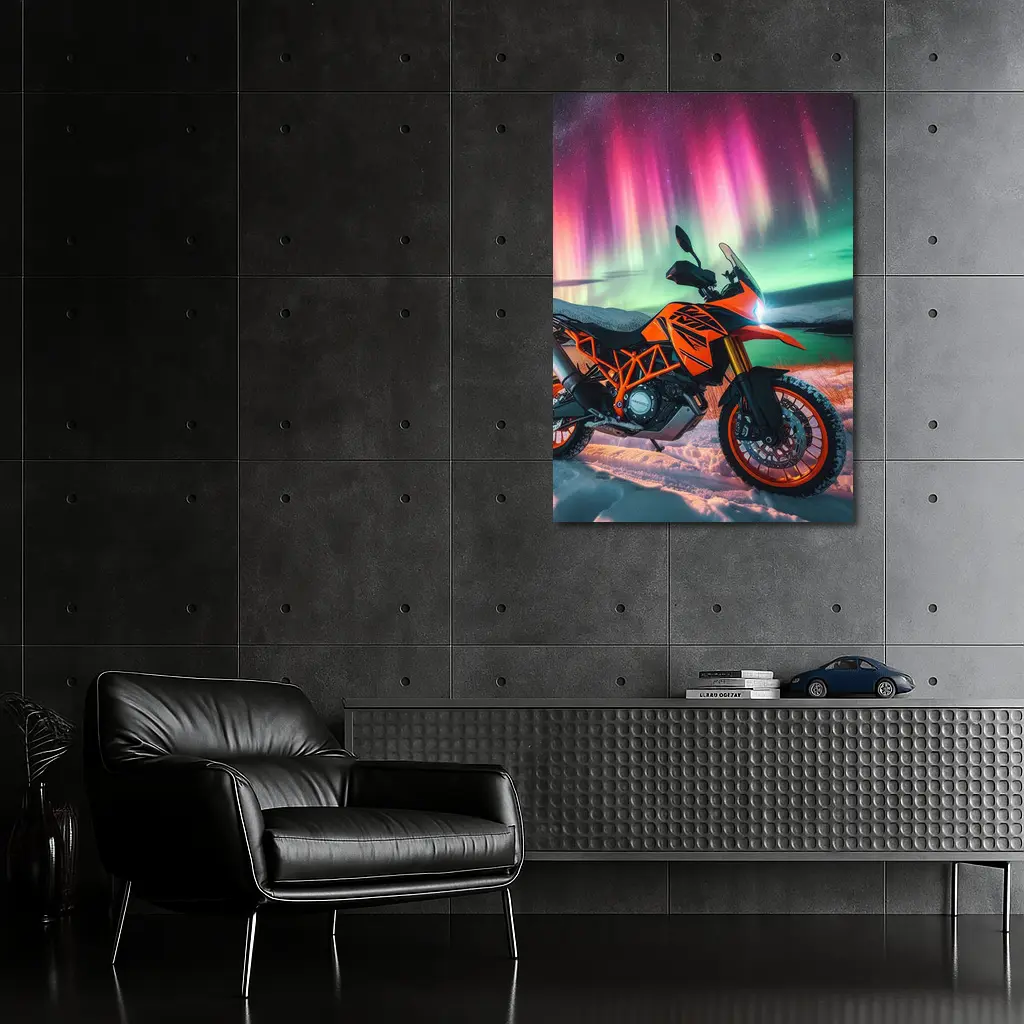 KTM Adventure Motorcycle Northern Lights Winter – Wall Art