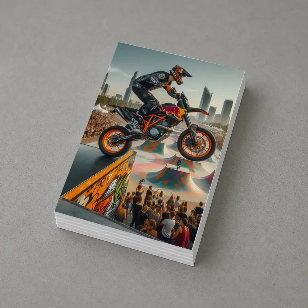 KTM Supermoto Rider Jump Urban Skatepark Crowd – Postcards