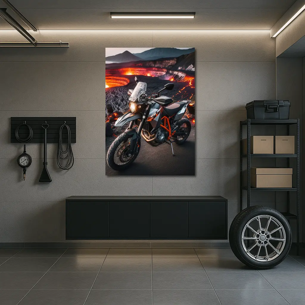 KTM Adventure Motorcycle Volcanic Lava Landscape – Wall Art