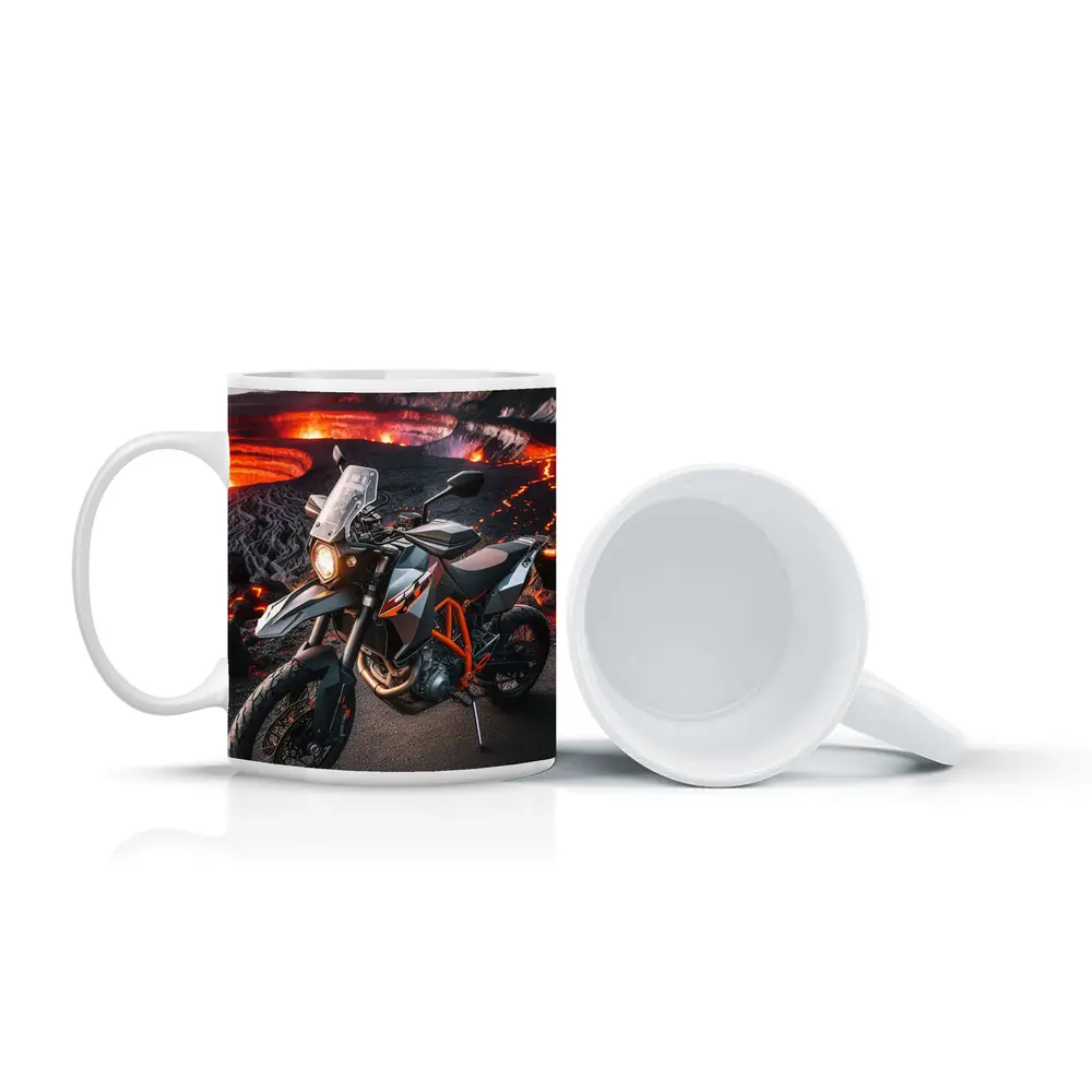 KTM Adventure Motorcycle Volcanic Lava Landscape – Mugs
