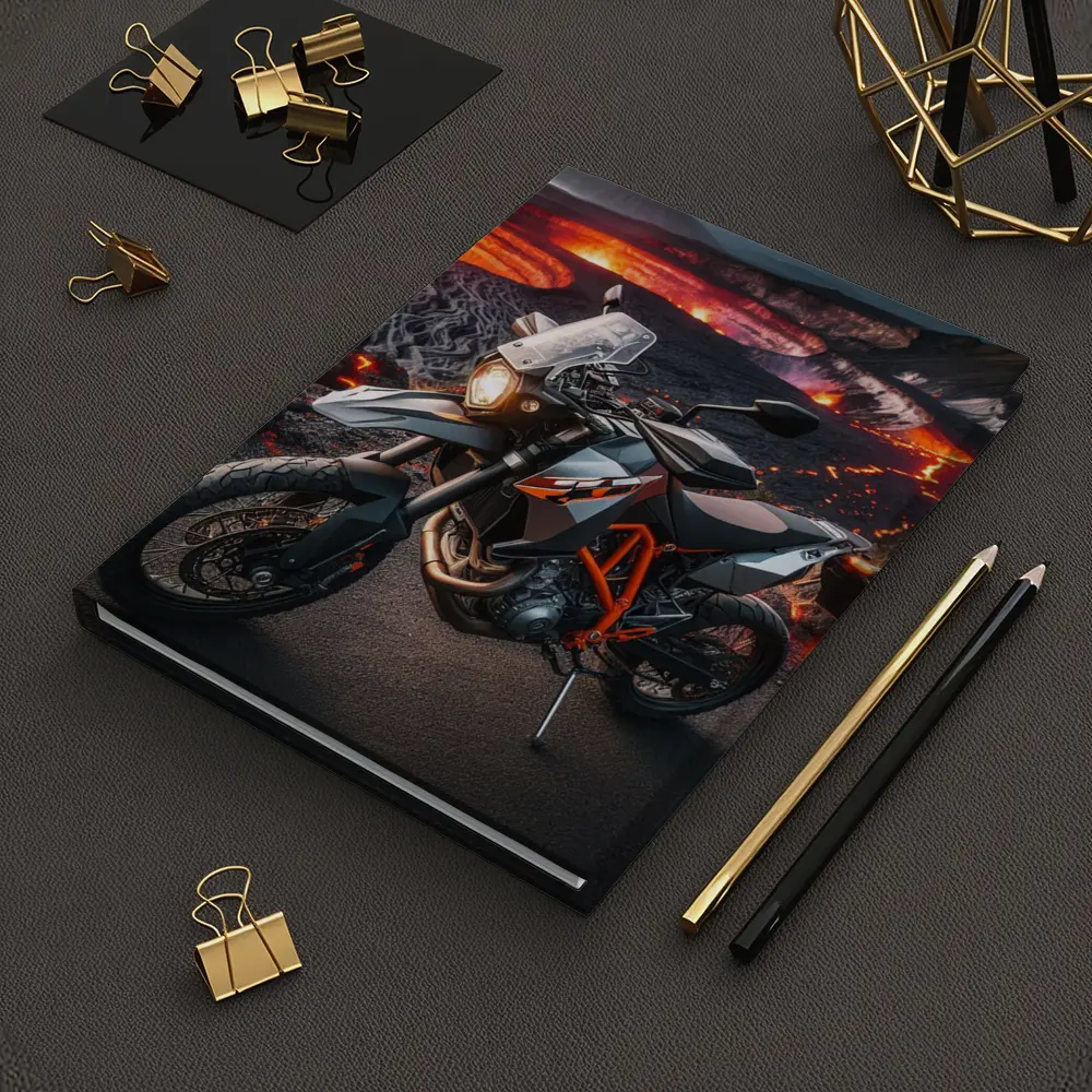 KTM Adventure Motorcycle Volcanic Lava Landscape – Notebooks